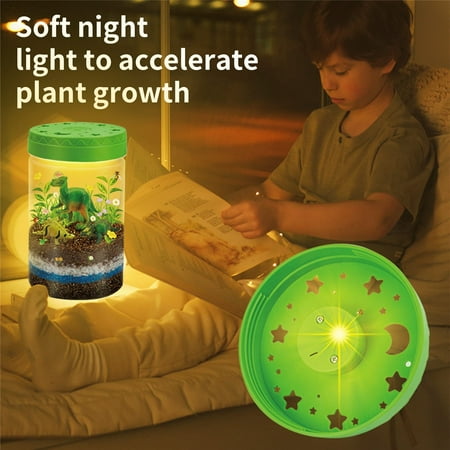 Light-Up Dinosaur Terrarium Kit for Kids, STEM Activities Science Kits, Educational Kids Craft Toys for Boys & Girls, Mini Gardening Gift, Arts and Crafts Toy for 4 5 6 7 8-12 Year Old Boy Girl Kids