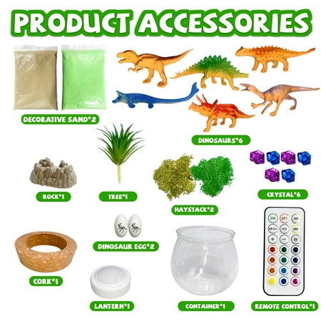 Dinosaur Terrarium Kit, DIY Crafts for Kids, Arts and Crafts Birthday Gift for Girls Ages 4 5 6 7 8-12 Year Old