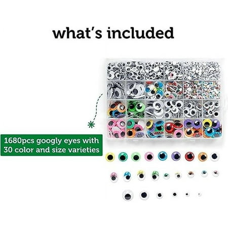 Incraftables Self Adhesive Googly Eyes 1860pcs Set. Assorted Sticky Wiggle Eye for DIY Arts & Crafts