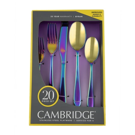 Cambridge Silversmiths Byram Rainbow Mirror 20-Piece Flatware Set, Service for 4