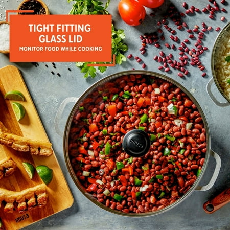 Imusa 2 Piece Colombian Cast Aluminum Caldero Set with Glass Lid, Silver