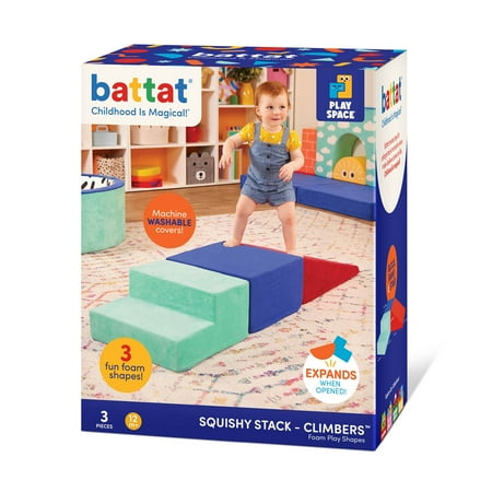 Battat Squishy Stack Climbers 3 Foam Multicolor Play Shapes, Toddler and Preschool Toys