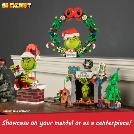 Brickcraft Grinch Wreath Brick Building Kit (523- Plastic Piece Set), Limited Edition Collectible, Christmas D?cor, Hanging Decoration, Toy Gift Idea for Boys and Girls Ages 8 Years Old and up
