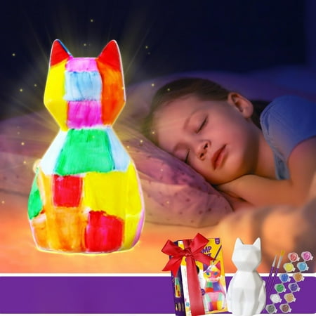 Comefolife Paint Your Own Cat Lamp Kit, Art Supplies Arts & Crafts Kit, Painting kit for Kids 6-12, Arts and Crafts for Kids Ages 8-12, Toys Girls Boy Birthday Gift Ages 3 4 5 6 7 8 9 10 11 12+, Multicolor, C