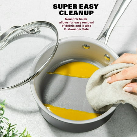 Granitestone Diamond Pro Pots and Pans Set 13 Piece Nonstick Kitchen Cookware Set Cooking Sauce Pan Frying Skillets, Gray