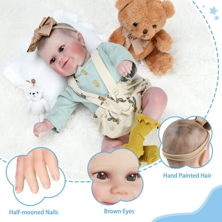 Ktaxon Reborn Baby Dolls, 20 Inch Realistic Newborn Eyes Open Doll Lifelike Weighted Soft Body with Accessory Set for Kids 3+