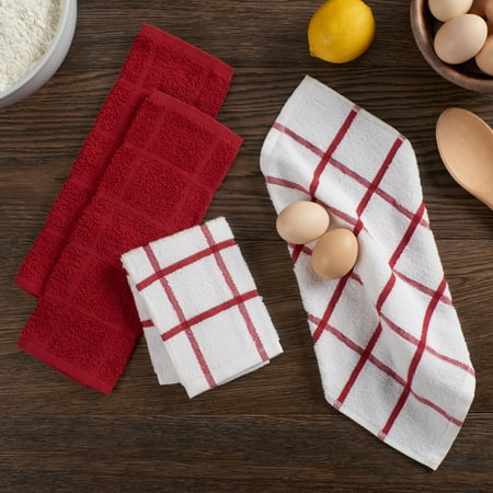 Mainstays 4-Pack 12?x12? Woven Kitchen Dish Cloth Set, Red Sedona