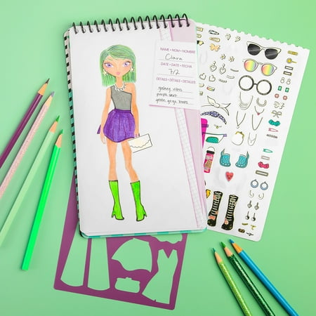 Fashion Angels Fashionista Fashion Design Art Sketch & Coloring Portfolio Book with Stickers Multi Color 1 Pack