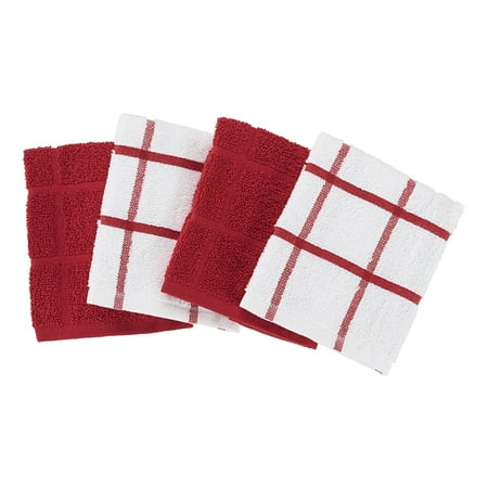 Mainstays 4-Pack 12?x12? Woven Kitchen Dish Cloth Set, Red Sedona