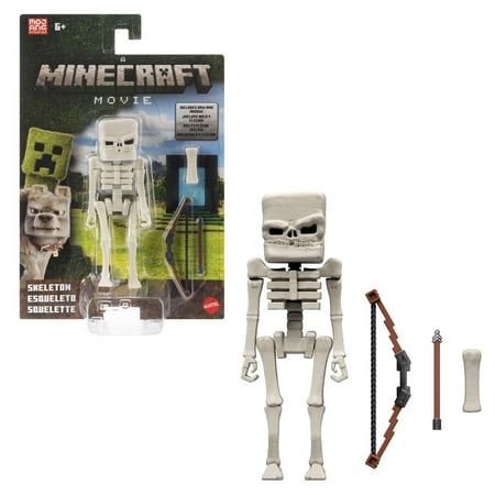 Minecraft Skeleton Action Figure & Accessories, 4-inch Toy Set Inspired by a Minecraft Movie