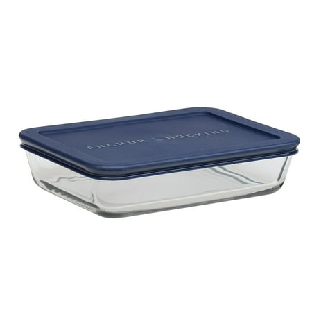 Anchor Hocking Glass Food Storage Containers with Lids, 3 Cup Rectangular, Set of 2
