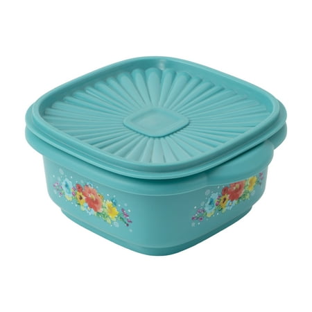 The Pioneer Woman 5 Cup Plastic Food Storage Container with Lid, Breezy Blossom, 5 Cup
