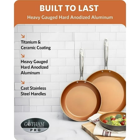 Gotham Steel Pro Nonstick Pots and Pans 13 Piece Set Ceramic Cookware Kitchen Set, with Frying Skillet, Hard Anodized, Gray