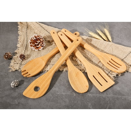 Mainstays 5pk Bamboo Spoons for Cooking, Kitchen Essential Tools Set