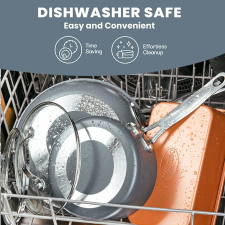 Gotham Steel Nonstick Pots and Pans 20 Pcs Set Ceramic Cookware Bakeware Kitchen Set With Frying Skillet CopperGray,