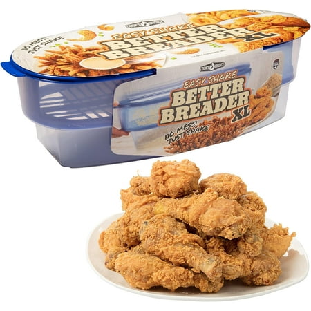 Cook's Choice XL Original Better Breader Batter Bowl All-in-One Mess Free Breading Station Tray Clear/Blue