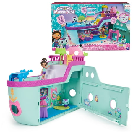 Gabby?s Dollhouse, Gabby Cat Friend Ship Cruise Ship Toy Vehicle Playset, for Kids Age 3 and up