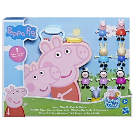 Peppa Pig Peppa's Adventures Carry-Along Brothers & Sisters Preschool Toy, 9 Figures, Ages 3+
