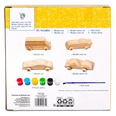 Hello Hobby Multicolor Paint Your Own Wooden Vehicles, Arts & Craft Kits