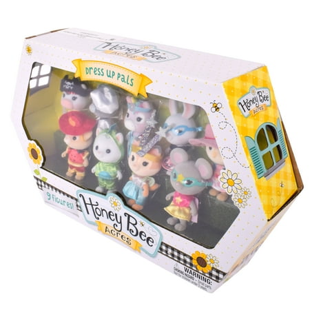 Honey Bee Acres Dress-up Pals, 9-2.25" Tall Mini Figures, Dollhouse Accessories, Dolls, Children Ages 3+
