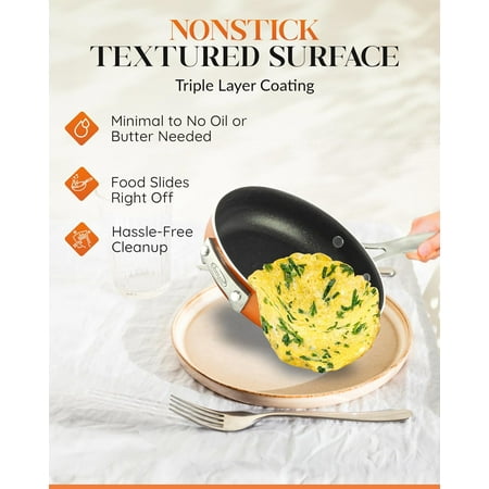 Gotham Steel Nonstick Pots and Pans 10 Piece Set Ceramic Cookware Kitchen Set Stackable Tempered Glass LidsGold,