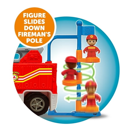 Kid Connection Fire Truck Play Set with Lights and Sounds, 16 Pieces, Toddler Toys Ages 3+