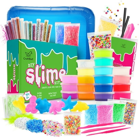 CraftBud Slime Kit DIY for Girls Boys , Arts & Crafts For Kids Girls Toys 8 - 11, Slime Making Kit Glows in The Dark