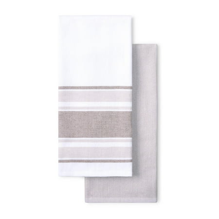 Beautiful 2-Piece Yarn Dyed Kitchen Towel Set, Brown, 20"W x 30"LBrown,
