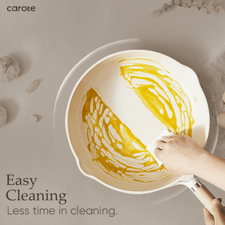 Carote Nonstick Pots and Pans Set,13pcs Induction Kitchen Cookware Sets White Granite, White