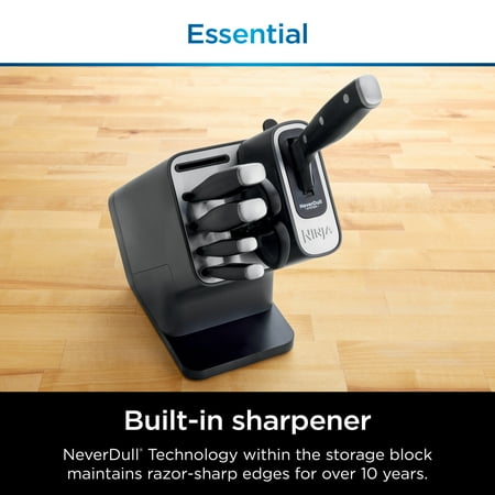 Ninja NeverDull 7-Piece Prep Knife System, Essential, Stainless Steel, Built-in Sharpener, K12007BRN