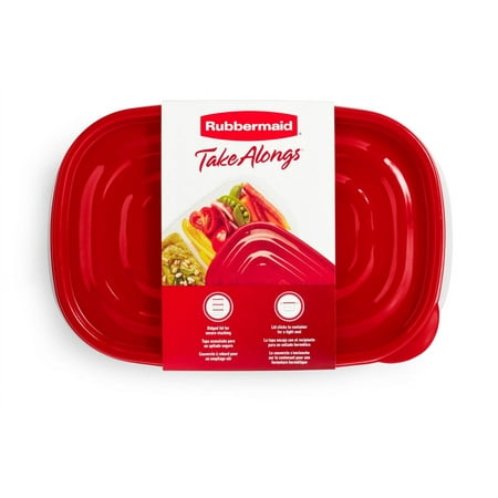 Rubbermaid Take alongs Divided Rectangular Food Storage Containers, 3.7 Cup, 3-Pack