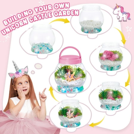 Freecat Light Up Unicorn Terrarium Kit, Unicorn Toys for Girls, DIY Art Crafts Christmas Gifts for Kids 3 4 5 6 7 8+