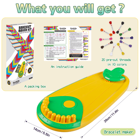 Friendship Bracelet Making Kit,Arts and Crafts for Kids Ages 8-12,DIY Bracelet Making Kit with 20 Pre-Cut Threads,Birthday Gifts for Girl Aged 6 7 8 9 10 11 12 Year Old Child Travel Activity Set
