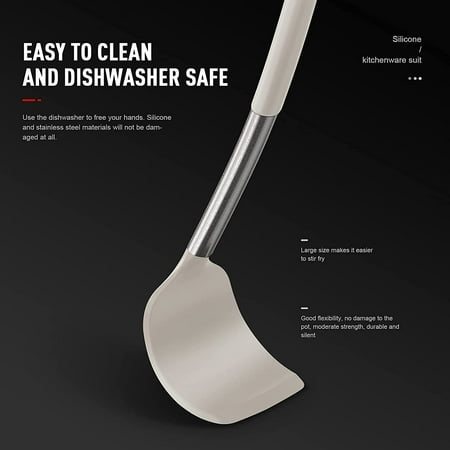 Silicone Cooking Utensils Set - Heat Resistant Stainless Steel Kitchen Utensils, Baking Tools Kitchen Gadgets,Turner, Tongs,Spatula,Spoon,Brush,Whisk,Non-Stick, Dishwasher Safe,BPA FREE (Khaki)