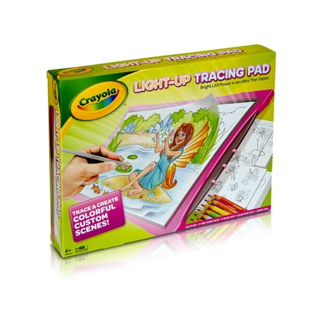 Crayola Pink Light-Up Tracing Pad with Tracing Sheets, Colored Pencils, and Graphite Pencil
