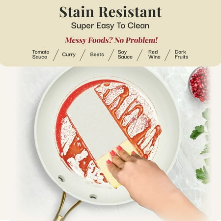 Gotham Steel 12 Piece Pots and Pans Nonstick Set Ceramic Cookware Kitchen Set, With Frying Skillet, Saucepan | Navy Cream