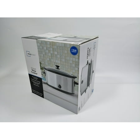 Mainstays 6 Quart Oval Slow Cooker, Stainless Steel Finish, Glass Lid, Model # MS54100112168S