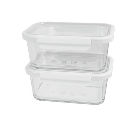 Better Homes & Gardens 4Cup Rectangle Glass Food Storage Container with Tritan Lid. Set of 2, 4 Pieces