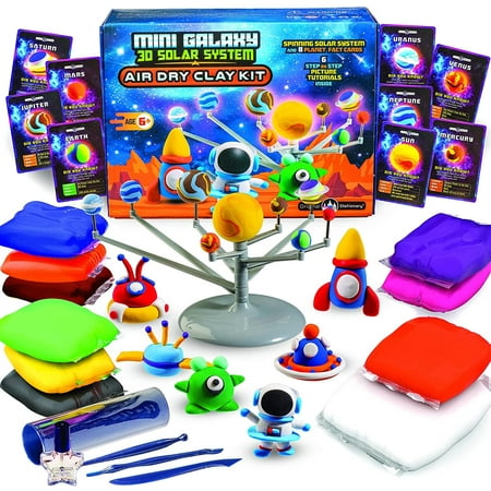 Original Stationery Mini Galaxy 3D Solar System Air Dry Clay Kit, 10 Bags of Air Dry Clay for Kids, 8 Fact Cards, Tools and More in this Kit to make a Spinning Solar System with Modeling Clay for Kids