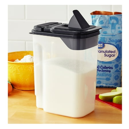 Mainstays 3.5 QT Plastic Food Dispenser, Clear with Gray Lid (1 Each) 7.5" L x 3.75" W x 9.25" H
