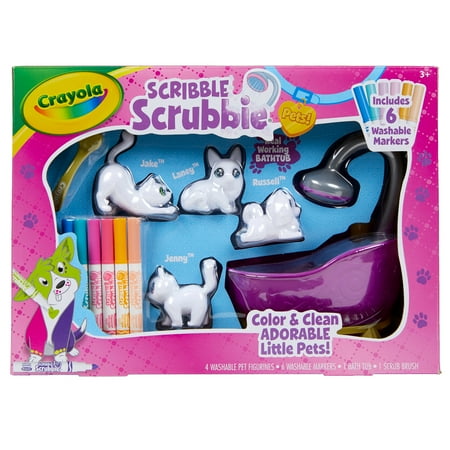 Crayola Scribble Scrubbie Pets Glam Tub, Creative Toy, Color & Wash Animal Set, Coloring Gift for Kids, One Size