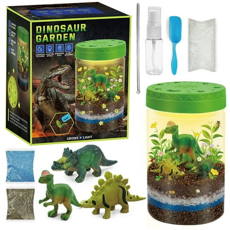 Light-Up Dinosaur Terrarium Kit for Kids, STEM Activities Science Kits, Educational Kids Craft Toys for Boys & Girls, Mini Gardening Gift, Arts and Crafts Toy for 4 5 6 7 8-12 Year Old Boy Girl Kids