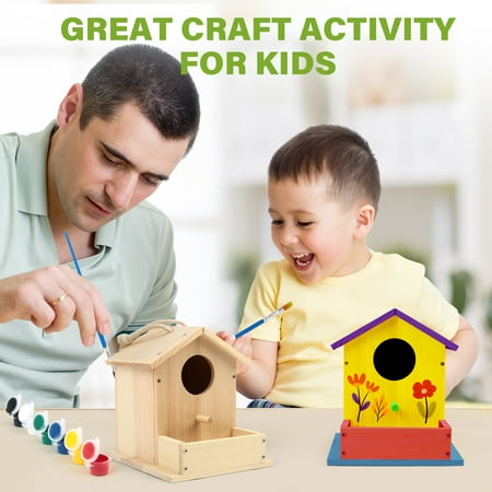 LotFancy Bird House Kit, DIY Wooden Birdhouse Kits for Kids and Adults to Build and Paint