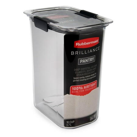 Rubbermaid Brilliance Pantry Airtight Food Storage Container, BPA-free Plastic, 16 Cup, Clear, 160cm|62.99" (10-11 years), 16 Cup