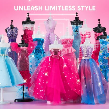 Joyfy Fashion Design Sewing Art and Craft Kit for Girls,Valentine's Crafts with 3 Mannequins