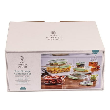 The Pioneer Woman Painted Meadow Rectangle Tritan Food Storage Containers with Tritan Lid. Set of 6, 12 Pieces