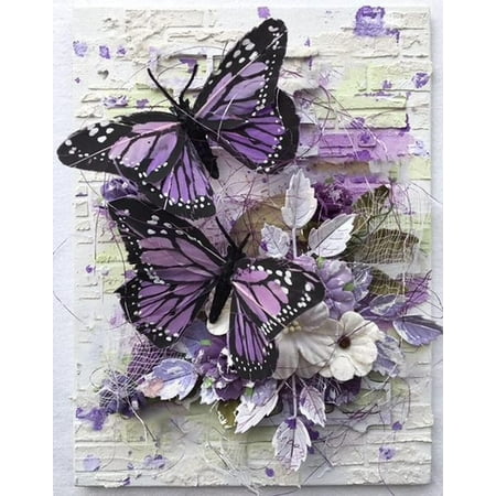 Flowers Butterfly Diamond Painting Kits for Adults Beginners 12 X 16 Inch, Yellow