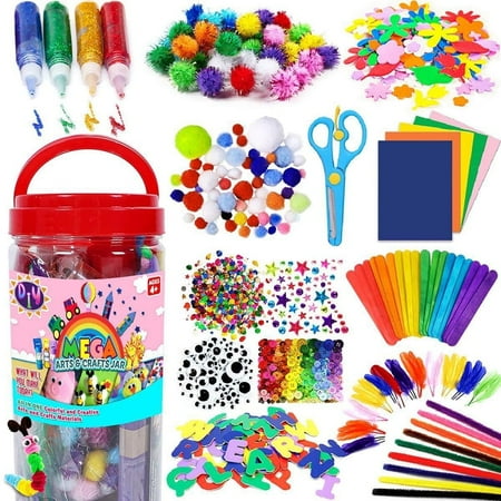JTWEEN Arts and Crafts Supplies for Kids - Craft Art Supply Kit for Toddlers Age 4 5 6 7 8 9 - All in One D.I.Y. Crafting School Kindergarten Homeschool Supplies Arts Set Christmas Crafts for Kids, 14pcs