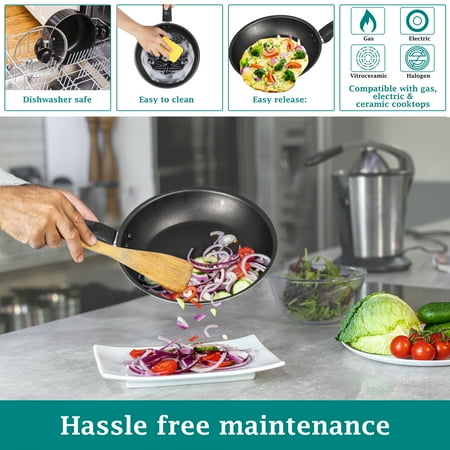 Mainstays 7 Piece Non Stick Aluminium, Pots and Pans Cookware Set, Black