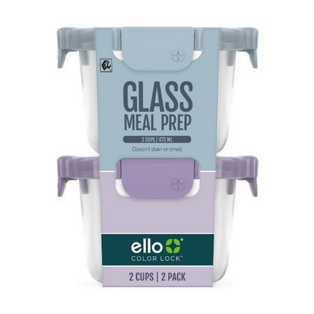 Ello Color Lock Clear Glass Leak-Proof Food Storage Container (2 Count)